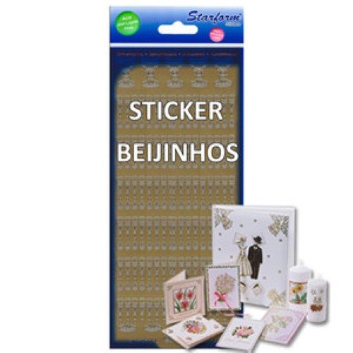 Folha de autocolantes dourados com design de beijinhos