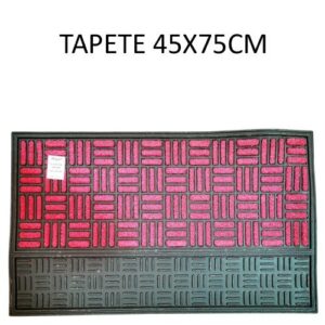 Tapete de entrada retangular tufado vermelho 45x75cm