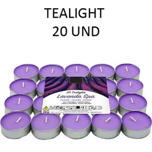 Velas Tealight Perfumadas Lavanda, Pack de 20