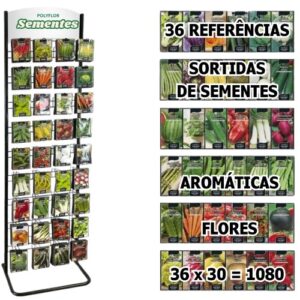 Expositor para flores e plantas aromáticas com capacidade para 36x30 pacotes