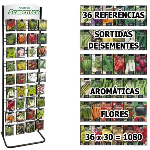 Expositor para flores e plantas aromáticas com capacidade para 36x30 pacotes