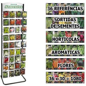 Expositor para sementes de flores, hortícolas e plantas aromáticas