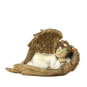 Anjo Deitado em Resina 14cm Branco