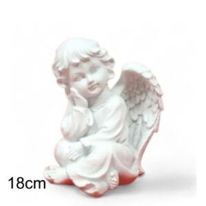 Anjo Sentado em Resina 18cm, peça decorativa elegante