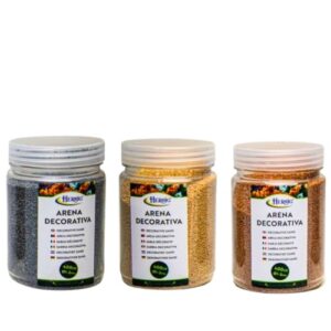 Areia decorativa dourado, prateado e bronze 400g