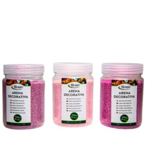Areia decorativa rosa 1-2mm em frascos de 400g com três tons diferentes