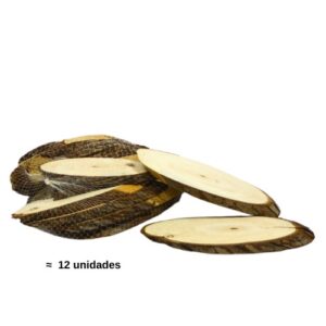 Base Oval em Madeira 18x8cm, pack de 12 unidades