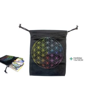 Bolsa em Tecido para Baralho Tarot 13x18cm com Flor da Vida