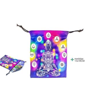 Bolsa em tecido para baralho de tarot com símbolos espirituais, 13x18cm