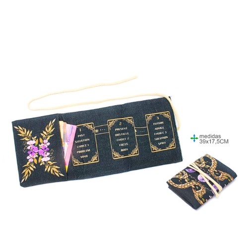 Bolsa em tecido para baralho de tarot com design de lua