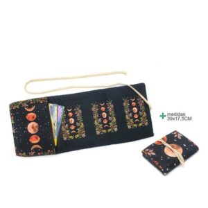 Bolsa em tecido para baralho de tarot com design de lua