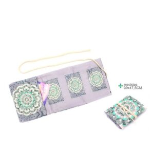 Bolsa em tecido para baralho de tarot com design de mandala