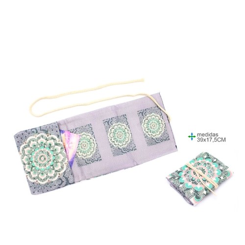Bolsa em tecido para baralho de tarot com design de mandala