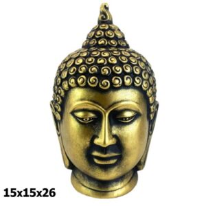 Cabeça de Buda em Resina 15x15x26cm Dourado e Preto