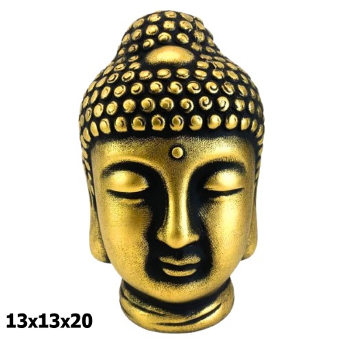 Cabeça de Buda em Resina 13x13x20cm Dourado e Preto