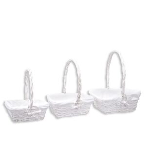 Conjunto de 3 cestos retangulares brancos com asa