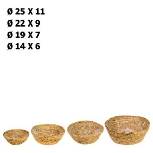 Conjunto de 4 cestos redondos em vime de diferentes tamanhos