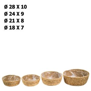 Conjunto de 4 cestos redondos em vime de diferentes tamanhos