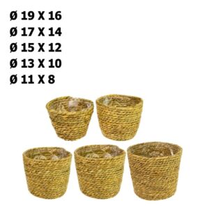Pack de 5 cestos redondos em vime para decoração e organização
