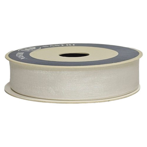 Rolo de fita de organza branco 25mm x 50m