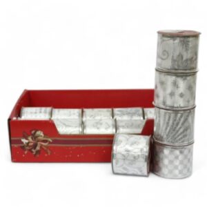 Rolo de fita decorada com arame, 63mm x 3m, tema Natal