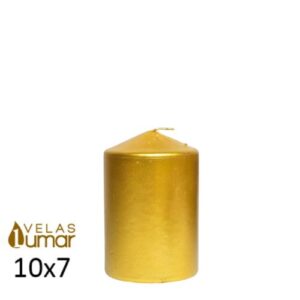 Vela decorativa dourada 10x7cm metalizado