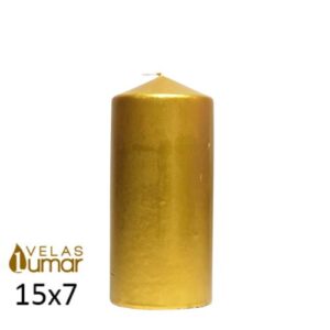 Vela decorativa dourada metalizada 15x7cm