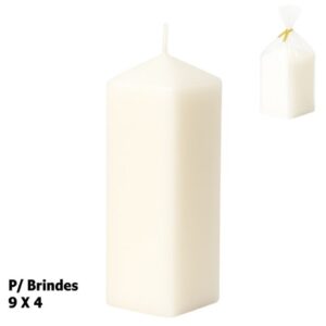 Vela decorativa quadrada branca de 9x4cm