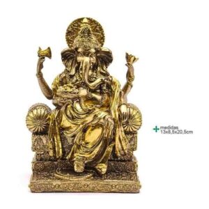 Estátua de Ganesha em resina com medidas 13x8,5x20,5cm