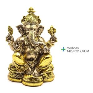 Estátua de Ganesha em resina com 11,5x9,5x17cm