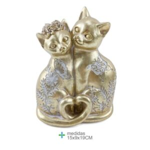 Estatueta de gatos em resina 15x9x19cm