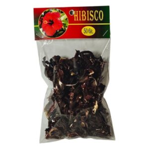 Pacote de 50g de plantas secas de hibisco
