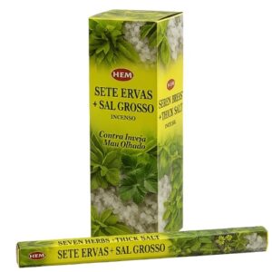 Incenso HEM 7 Ervas e Sal Grosso em embalagem