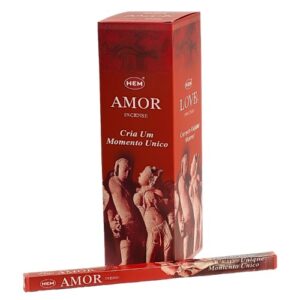 Incenso HEM Amor em vareta, embalagem vermelha