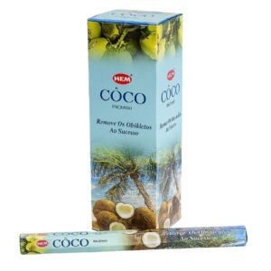 Incenso HEM em Vareta - Coco, embalagem e vareta