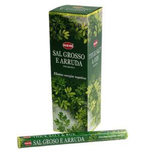 Incenso HEM Sal Grosso e Arruda em embalagem verde