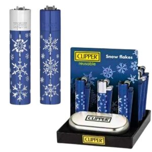 Isqueiro Clipper Recarregável em Metal com design Winter Flakes