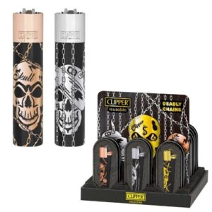 Isqueiro Clipper Recarregável em Metal com design Deadly Chains