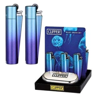 Isqueiro Clipper Recarregável em Metal com gradiente azul