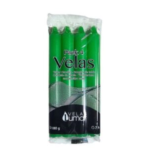 Pack de 4 velas cónicas verdes de 17,5cm para decoração