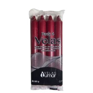 Pack de 4 velas cónicas Bordeaux de 17,5cm para decoração