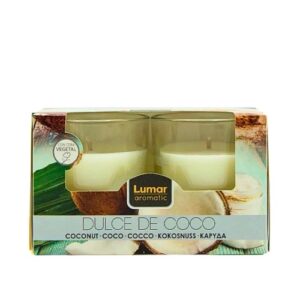 Pack de 2 velas perfumadas em copo de vidro com aroma a coco