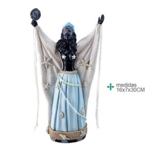 Figura decorativa de Iemanjá Negra com 16x7x30cm