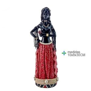 Figura Orixá Pomba Gira 10x8x30cm em vermelho e preto