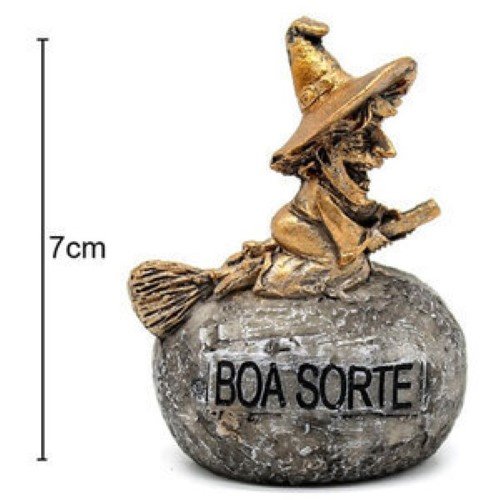 Pedra Boa Sorte com figura de bruxa para decoração