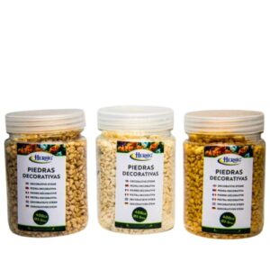 Frascos de pedras decorativas creme e castanho de 400g
