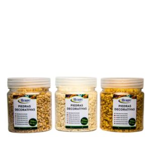 Frascos de pedras decorativas creme e castanho de 300g