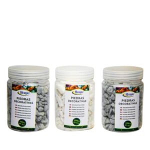 Frascos de pedras decorativas em branco e cinzento, 400g