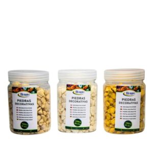Frascos de pedras decorativas em creme e castanho, 400g