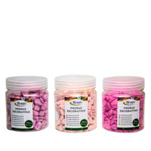 Frascos de Pedras Decorativas Rosa em três tons